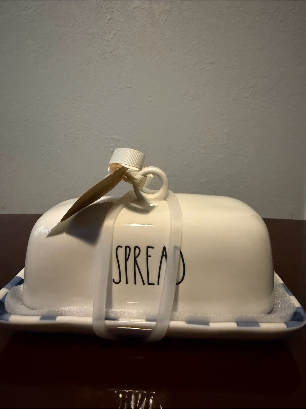 Rae Dunn Cream Ceramic Butter Crock with 'SPREAD' Lettering